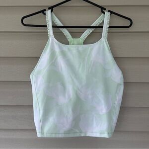 Body & Sol Mint White Floral Athletic Racerback Sports Bra Size XL